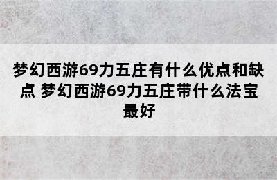 梦幻西游69力五庄有什么优点和缺点 梦幻西游69力五庄带什么法宝最好